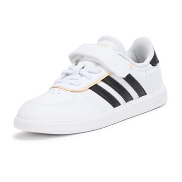 Imagem de adidas Tênis infantil unissex Breaknet Sleek Shoes (criança pequena), Branco/preto/laranja, 13 Little Kid