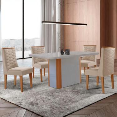 Imagem de Mesa de Jantar Isadora 120cm Tampo MDF Com Vidro com 4 Cadeiras Safira