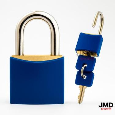 Imagem de Kit 2 Mini Cadeados Coloridos 20mm com Chaves  Proteção para Armários 