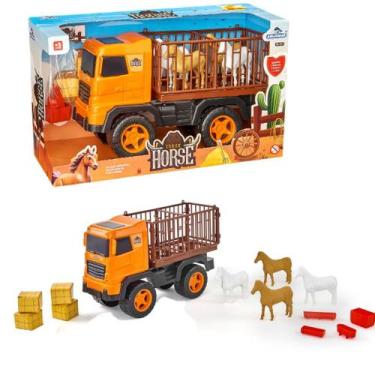 Imagem de Caminhão Truck Horse 4 Cavalos Coxinhos Brinquedo Fazendinha - Adijoma