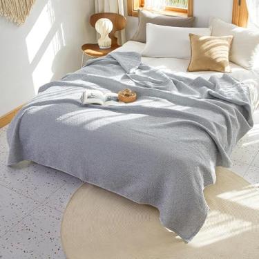 Imagem de Cobertor Para Cama, Manta De Cama Grande, Manta Bohemia, 100% Algodão Cobertores Quentes Colcha, Mantas Macias E Aconchegantes Para Sofás Sofá Cama Poltrona, White, 150x200CM