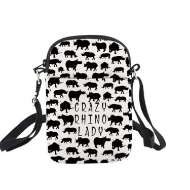Imagem de Bolsa transversal rinoceronte presentes para amantes de rinocerontes presentes para mulheres Crazy Rhino Lady Gift Rinoceronte Spirit Animal Gift Sling Bag