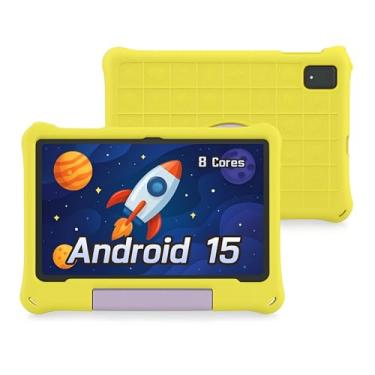 Imagem de paitanry Tablet infantil, tablet Android 15 com capa - 8 GB + 64 GB de armazenamento (TF Expand 1 TB), CPU Octa-Core, WiFi6, câmera dupla, tablets Android para crianças, ideais para crianças com
