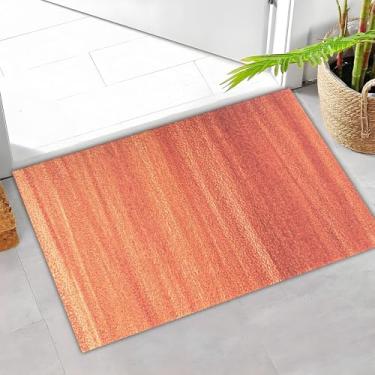 Imagem de Darkyazi Tapete de porta colorido 60 cm x 90 cm à prova d'água e resistente a manchas, tapetes de baixo perfil, tapete antiderrapante de PVC para entrada externa/interna/cozinha (laranja)