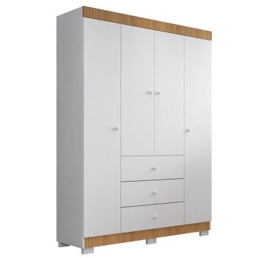Imagem de Guarda Roupa Infantil Duda 4 Portas E 3 Gavetas Branco/carvalho - Phoenix Baby