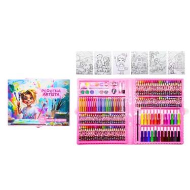Imagem de Maleta de Pintura Infantil 168 Itens Pequena Artista Desenho Material Escolar Presente para Crianças 168