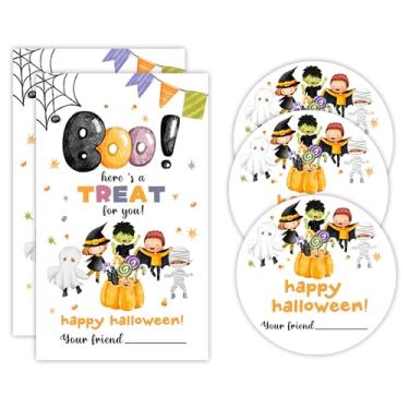 Imagem de Adesivos assustadores de Halloween - Frankenstein Ghost Mummy - 20 etiquetas autoadesivas redondas e 20 em forma de etiqueta para presentes de festa, sacos de embalagem, selagem de envelope