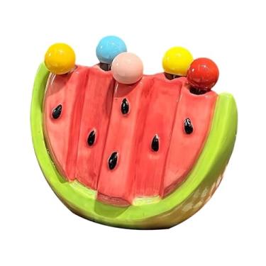 Imagem de Generic Conjunto de 5 garfos de frutas com suporte para pote de cerâmica, decoração, utensílio, garfos, fofo para aperitivo, salada, cozinha