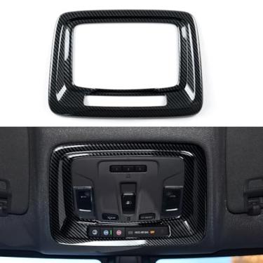 Imagem de Youtaiche Lâmpada de leitura de teto frontal ABS para carro, acabamento em fibra de carbono, decalque interior para Chevy Silverado 2019-2025 | para acessórios GMC Sierra 1500 2500 3500 HD 2019-2021