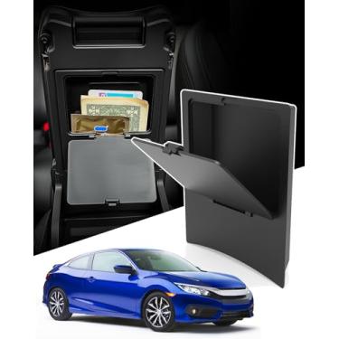 Imagem de CarQiWireless Caixa de armazenamento oculta para Honda Civic 2016-2021, organizador de console central para Honda Civic Hatchback Si Coupe Type R Acessórios 2021 2020 2019 2018 2017 2016