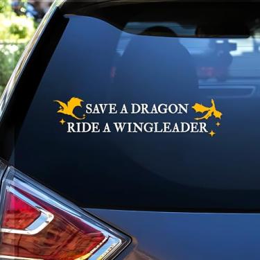 Imagem de Adesivos de carro Save A Dragon Ride A Wingleader engraçados ACOTAR Golden Dragon Fourth Wing Acessórios para janela de carro afirmações vinil impermeável 15 centímetros decalque de para-choque