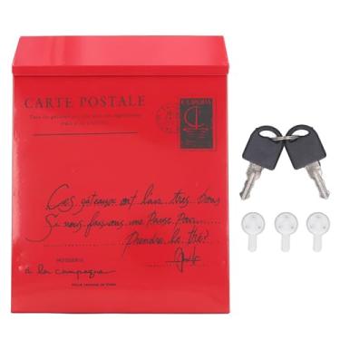 Imagem de BAFOVY Ferro 21,5 Onças Caixa de Correio, Caixa de Correio Montada na Parede Estilo Rústico Travado Com 2 Chaves 3 Ganchos, Caixa de Sugestões à (Letras pequenas em vermelho)