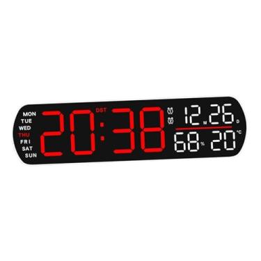 Imagem de Generic Despertador digital com display LED, simples, portátil, fácil, relógio de mesa, relógio digital para dormitório, casa de fazenda, quarto, sala, Vermelho