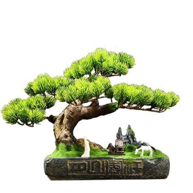 Imagem de Plantas artificiais bonsai artificial com vaso de pinheiro falso para sala de estar, armário de TV, decoração de mesa em vaso falso