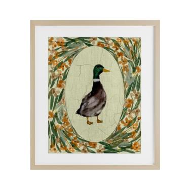 Imagem de Stupell Industries Retrato de pato com estampa emoldurada de bétula floral por Yen, 40,6 x 33,5 cm