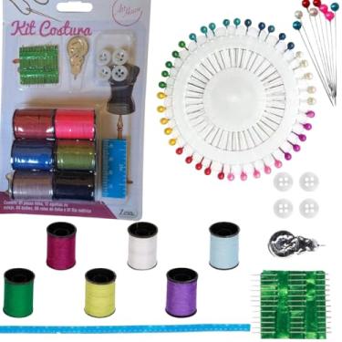 Imagem de Kit Costura Completo, 104 Peças com Agulhas, Linhas Coloridas e Maleta Organizadora
