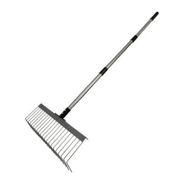 Imagem de Baoblaze Ancinho de gramado para paisagismo, cabo de emenda de metal resistente e multifuncional para de detritos profundos, design ergonômico de 40 cm, 125 Cm 3 Seções