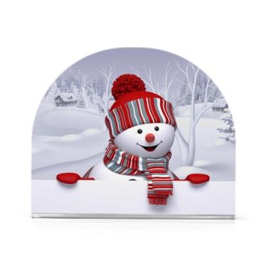 Imagem de Porta-guardanapos de Natal engraçado boneco de neve para mesas porta-guardanapos de coquetel de papel para cozinha e jantar, dispensador de guardanapo de jantar acrílico para restaurante decoração de