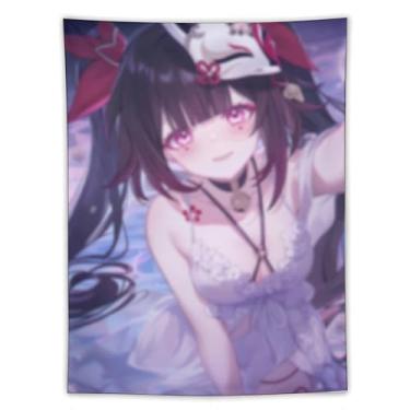 Imagem de LIEGBMEU Tapeçaria de biquíni sexy anime menina 152.4 cm x 203.2 cm interior exterior parede colcha arte decoração de tapeçaria caprichosa, AF429