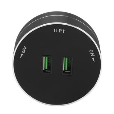 Imagem de Ymiko Trilha de Energia Sem Fio Multifuncional Com Portas USB Dupla e Indicador de Luz Adaptador Redondo Compacto para Casa e Escritório Use a Extensão do Soquete Elétrico de Economia de Espaço