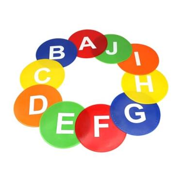 Imagem de Fenteer 10 peças de marcadores de piso de 9,06 polegadas antiderrapantes para academia, esportes coloridos, futebol, flexível, plano, basquete, redondo,