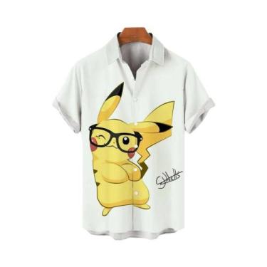 Imagem de Camisa Social Masculina Oversized Com Estampa HD De Pikachu Pokémon, F
