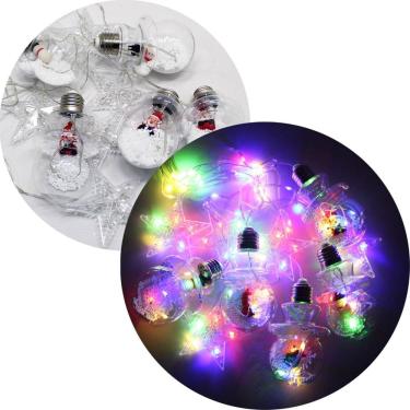 Imagem de Varal Pisca Decoração Bolas E Estrelas Natal LED Colorido 3m
