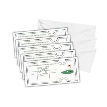 Imagem de Vale-presente de golfe bom para uma rodada de ouro surpresa pacote com 5 21 x 9 cm com envelopes incluídos Country Club Lições Prêmio Juvenil Aniversário