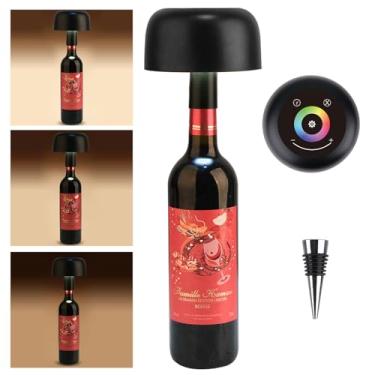 Imagem de ORUNO Lâmpada de garrafa sem fio, modos RGB e abajur de garrafa de escurecimento contínuo de 3 cores, candeeiro de mesa recarregável com 2 bases de lâmpadas para quartos/restaurantes/bares/jantar ao