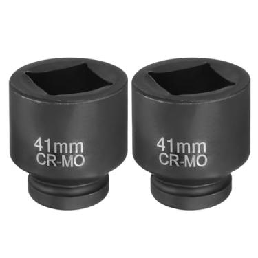 Imagem de HARFINGTON 2 peças soquete quadrado de 4 pontos 2.5 cm Drive 41 mm soquete de impacto quadrado métrico CR-MO Blackening luva de roda padrão ferramenta de manga pneumática para reparo de automóveis