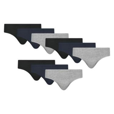 Imagem de Kit 9 Cuecas Lisa Adulto Selene Em Algodão Modelo Tradicional Normal, 