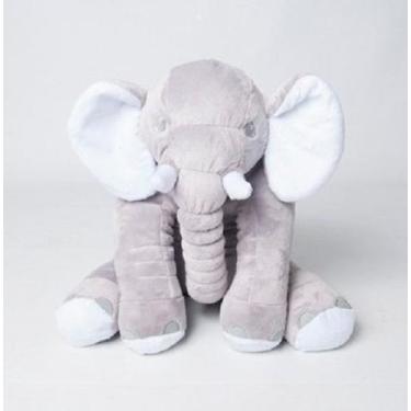 Imagem de Elefante de Pelúcia 60 Cm LuckBaby Várias Cores, Cinza com branco