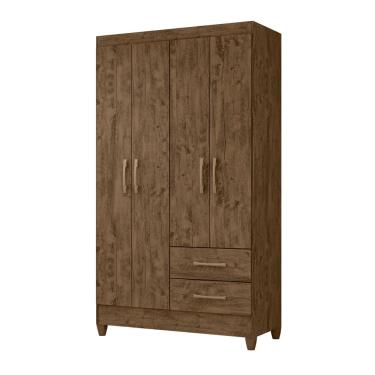 Imagem de Guarda Roupa Roupeiro Chile 4 Portas 2 Gavetas Moval - Castanho