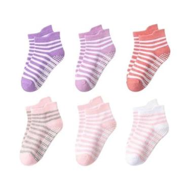 Imagem de Meias Antiderrapantes Para Crianças 6 Pares 0-5 Anos Meninos Meninas B