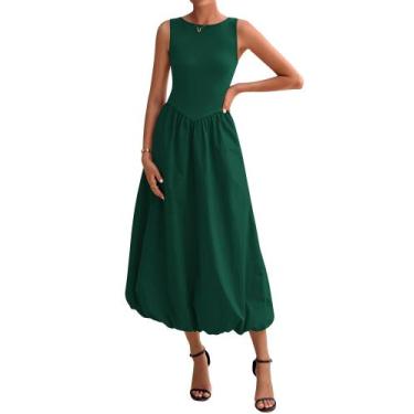 Imagem de Vestido feminino BTFBM 2025, casual, sem mangas, midi
