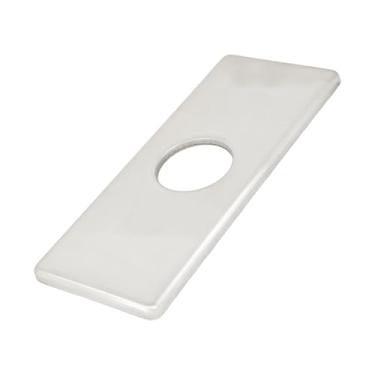 Imagem de AUXBC Placa de escudo de torneira de 15 cm, cobertura de deck de aço inoxidável para pia de banheiro de 1 a 3 furos, placa de orifício de bacia central retangular, acessório de torneira misturadora de