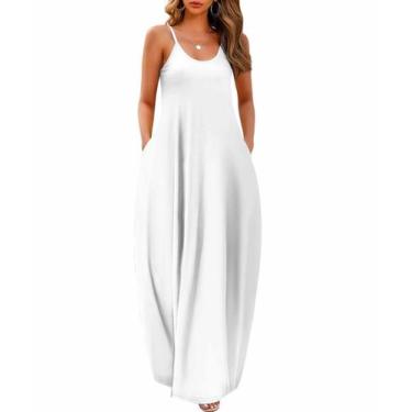 Imagem de Vestido feminino Wolddress 2025 casual sem mangas plus size branco