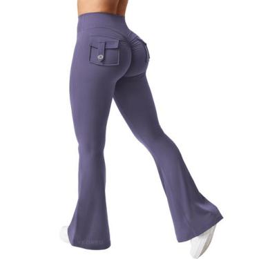 Imagem de Leggings YEOREO Brittany Flare com bolsos para mulheres em roxo profun