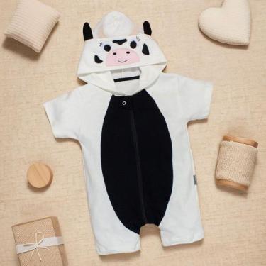 Imagem de Macacão Infantil Curto Com Capuz Interativo Bordado de Bichinhos até 2