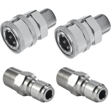 Imagem de 4 peças, 2 conjuntos, lavadora de pressão NPT, conexão rápida, 9,5 cm, acessórios de lavadora de pressão, conjunto de adaptadores, rosca macho
