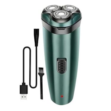 Imagem de Barbeador Elétrico Recarregável 2 em 1 Compacto Precisão e Sem Irritação Bivolt USB 3 Lâminas Rotativas Duplas