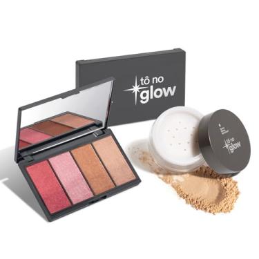 Imagem de Combo Make Iluminada Tô No Glow: Paleta de Maquiagem Multifuncional 14,2g + Pó Solto Translúcido Cor 2 9g