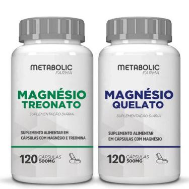 Imagem de Kit Magnesio Treonato Quelato Bisglicinato 500Mg 240 Cápsulas Metaboli