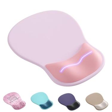 Imagem de Mouse pad ergonômico com descanso de pulso, lindo suporte de pulso de gel para mousepad - pequeno mini portátil para viagem, mouse pads para mesa, computador, escritório e decoração de casa (rosa e