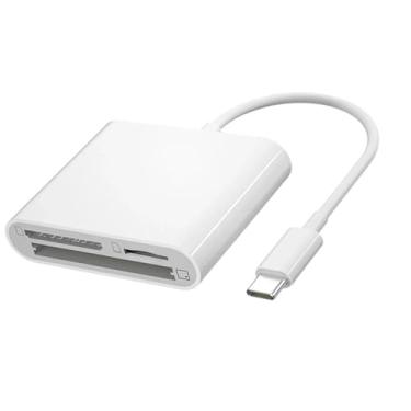 Imagem de Adaptador de hub tipo C 3 em 1 Smart Media CF/SD/TF Cartão de memória TF/SD de alta velocidade, até 64 GB