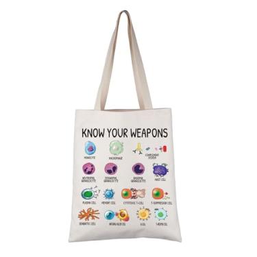 Imagem de VAMSII Microbiology Lover Gift Know Your Weapon Tote Bag Doodle Sistema Imunológico Bolsa Biologia Ciência Presente, Know Your Weapon T