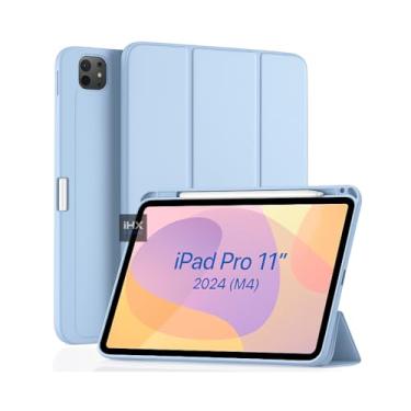 Imagem de Capa Case Premium para iPad Pro 11 2024 M4 - Anti Impacto com Função Sleep e Suporte Com Compartimento Para Pencil Caneta Tampa Magnética (AZUL CLARO)