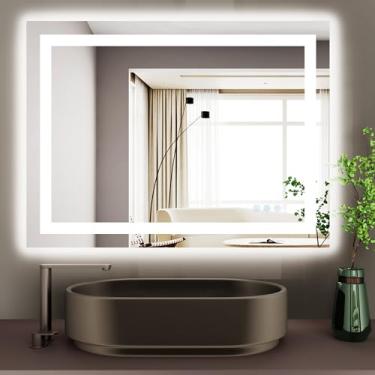 Imagem de Protylctaster Espelho retroiluminado para banheiro 61 x 81 cm, espelho iluminado, antiembaçamento, led espelhado, certificado UL (retroiluminado e iluminado frontal)
