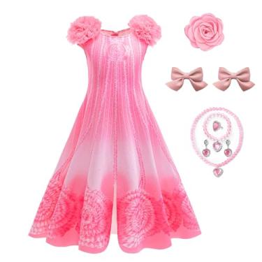 Imagem de Uivic Good Witch Glinda fantasia para meninas Glinda pijama rosa vestido floral robe roupas com acessórios (EUA, idade, 7 anos, 8 anos, rosa)