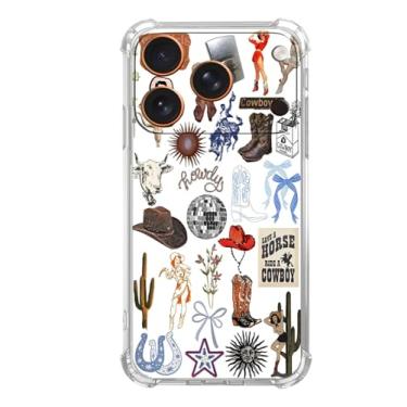Imagem de IATMOMF Capa Country Western para iPhone 17 Pro Max, elementos de caubói vintage, capa protetora de TPU macio moderno para iPhone 17 Pro Max